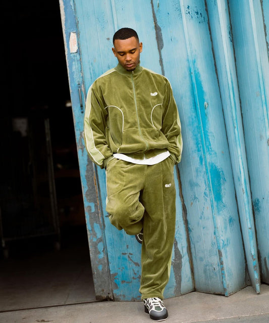 Velour track top - Olive Green