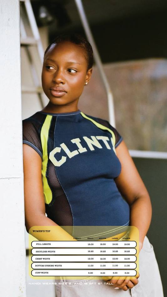 Mesh Contour Crop Top - Blue/Lime