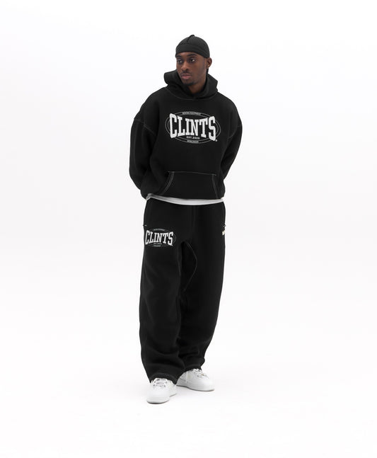 Black Contrast Stitch Sweatpants - Black