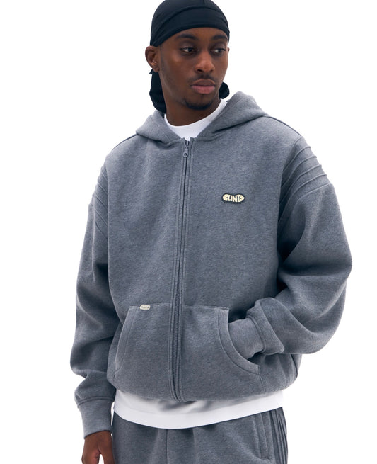 Pintuck Zip Hoodie - Marl