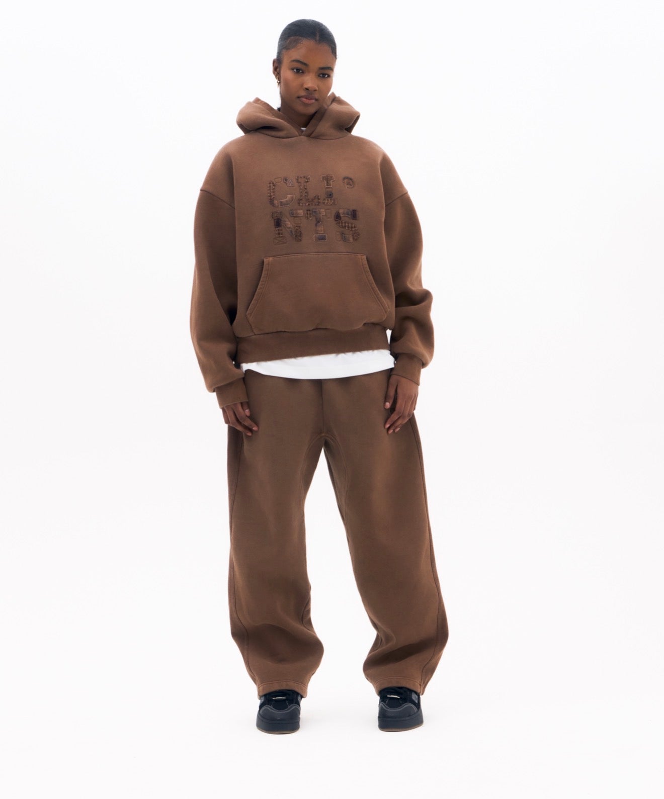 Patchwork Sweatpants - Brown