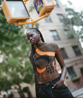 Pleated Crop Top - Orange