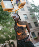 Pleated Crop Top - Orange