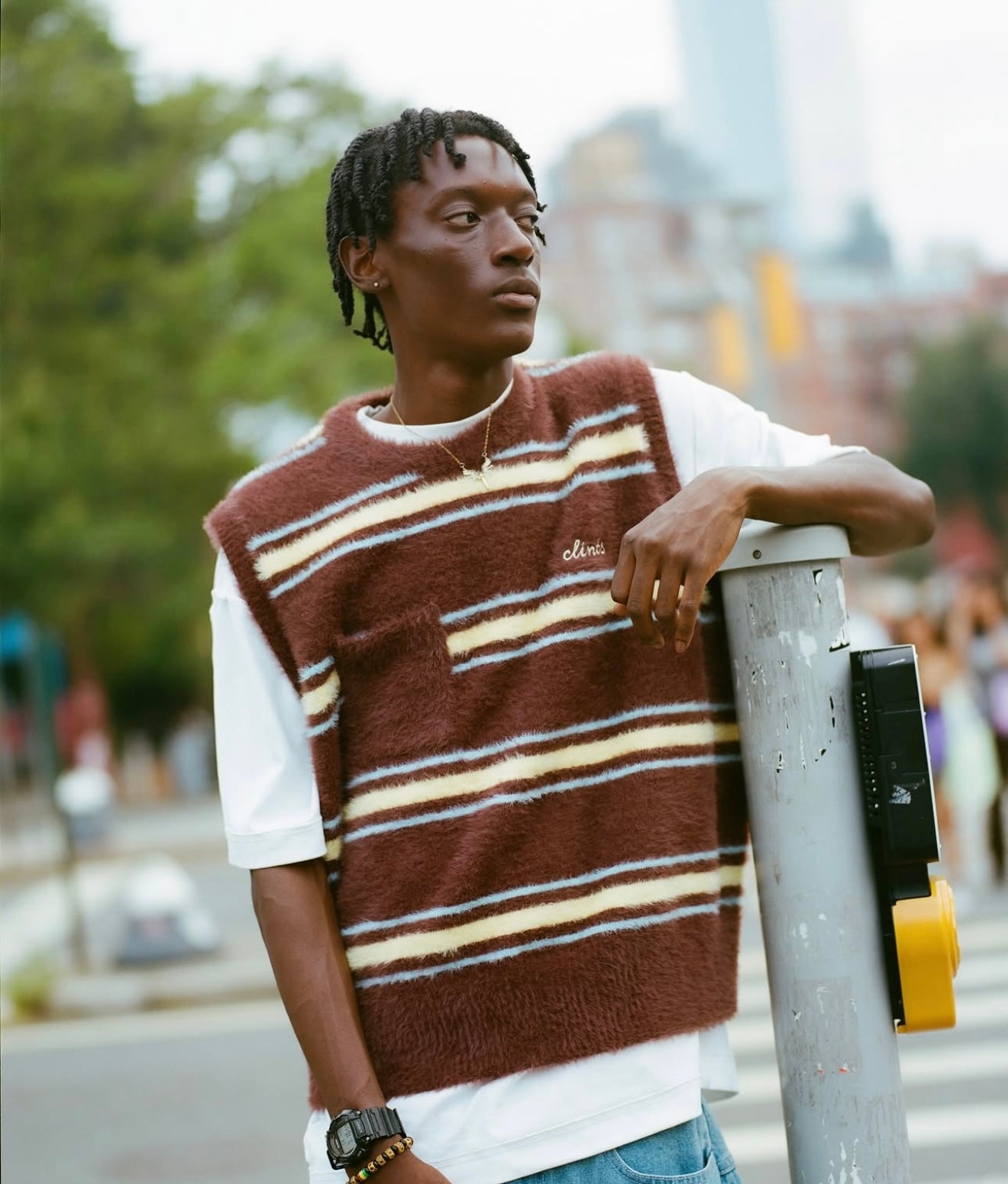 Stripe Mohair knit - Brown