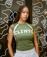 Mesh Contour Crop Top - Green