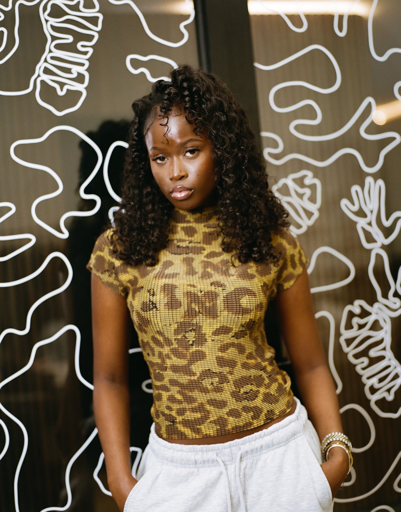 Pleated Crop Top - Leopard