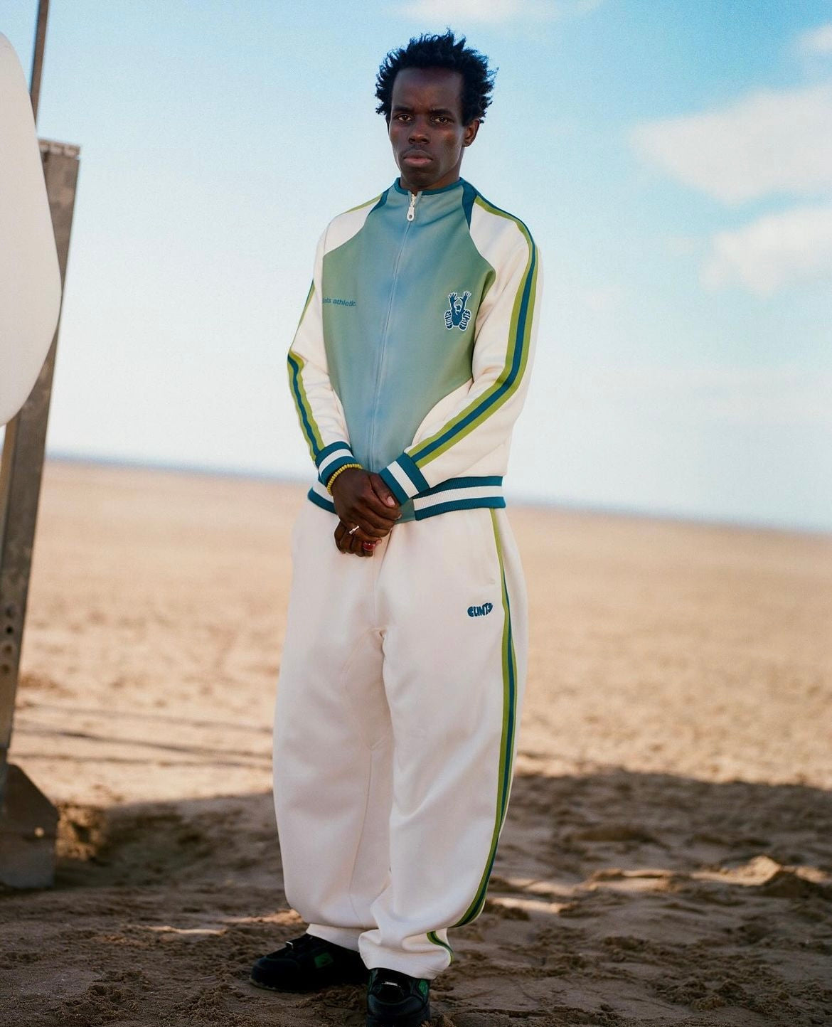 Athletic Track Pant (Green/Ivory)