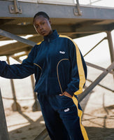 Velour track pant - Blue/yellow