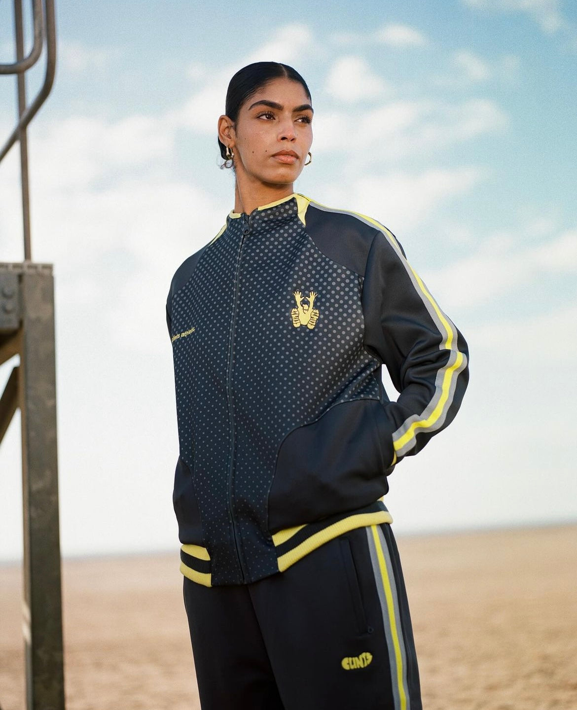 Athletic Track Top (Lime/Dotted Grey)