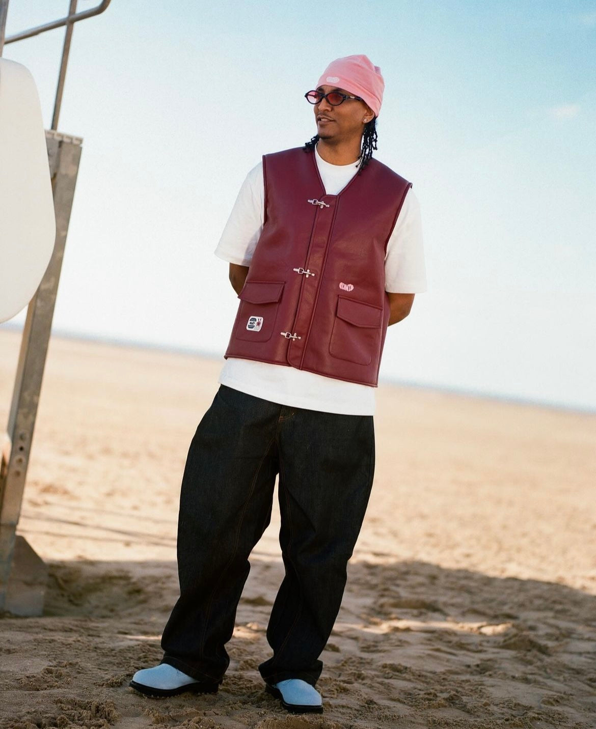 Leather Vest - Burgundy