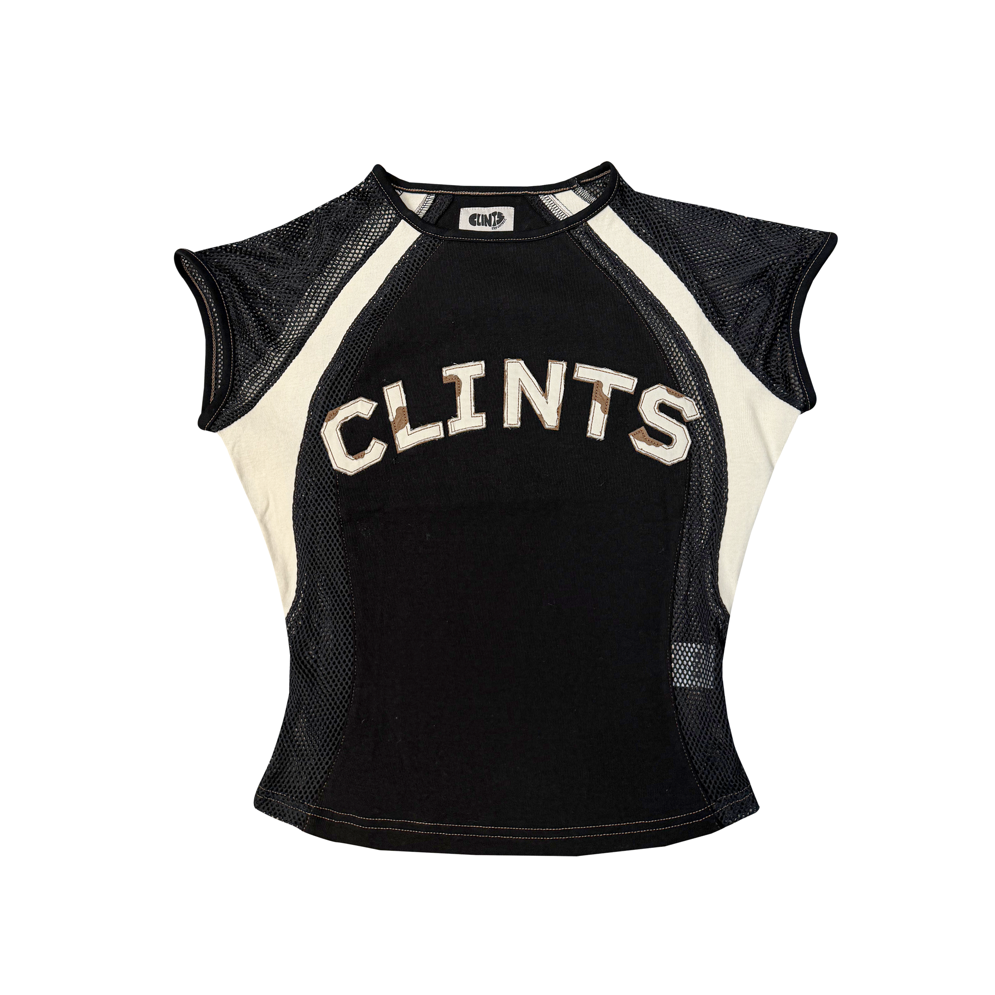 Mesh Contour Crop Top - Black
