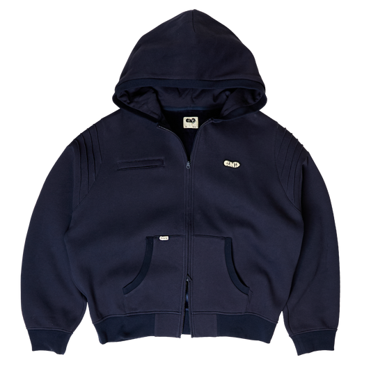 Pintuck Essential Hoodie - Navy Blue