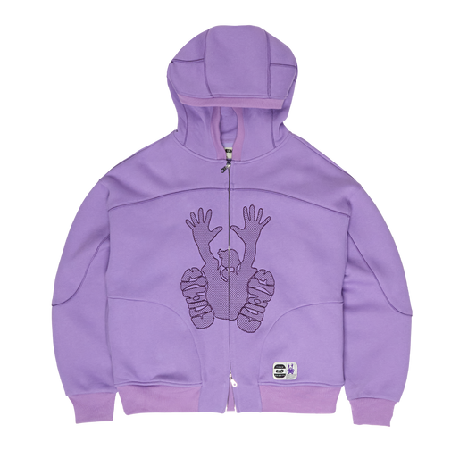 Contrast Stencil Hoodie - Purple