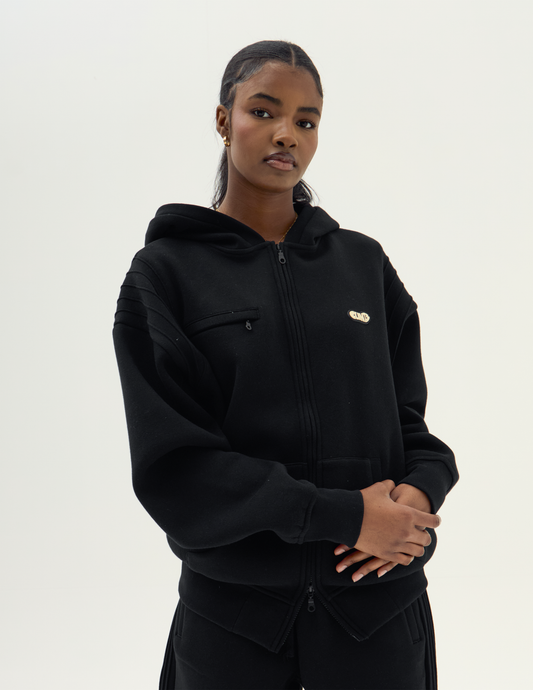 Pintuck Essential Hoodie - Black
