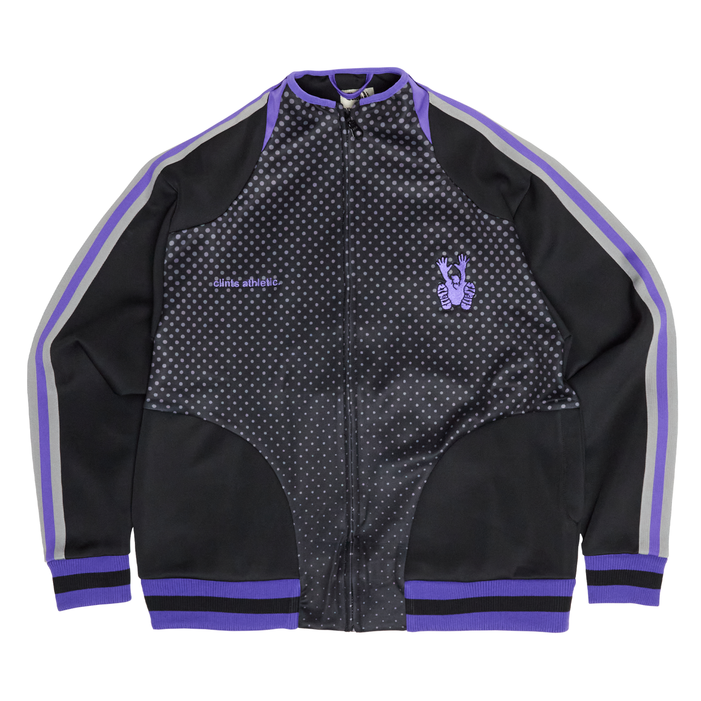 Athletic Dotted Poly Track Jacket - Black/Purple