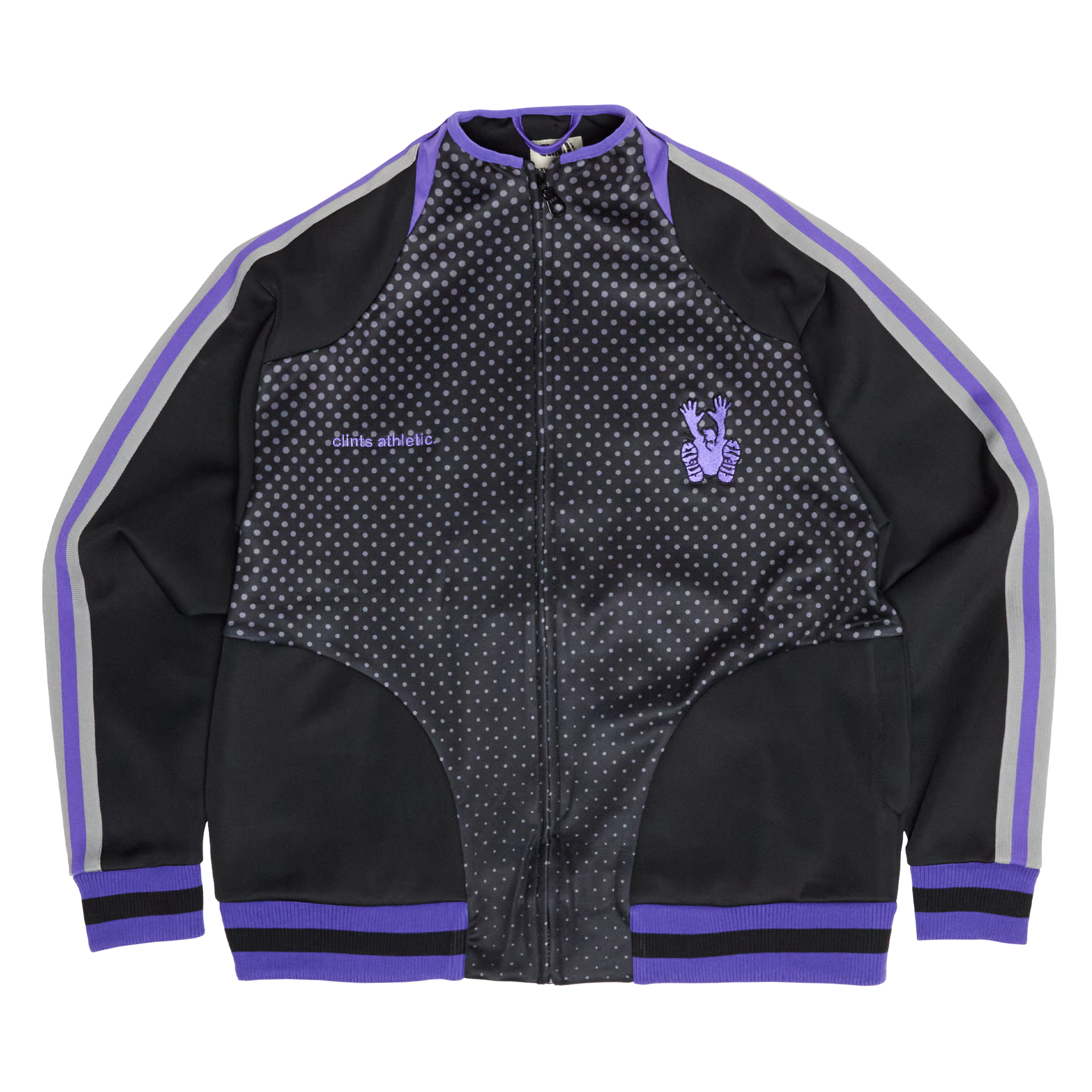 Athletic Dotted Poly Track Jacket - Black/Purple – CLINTS Inc