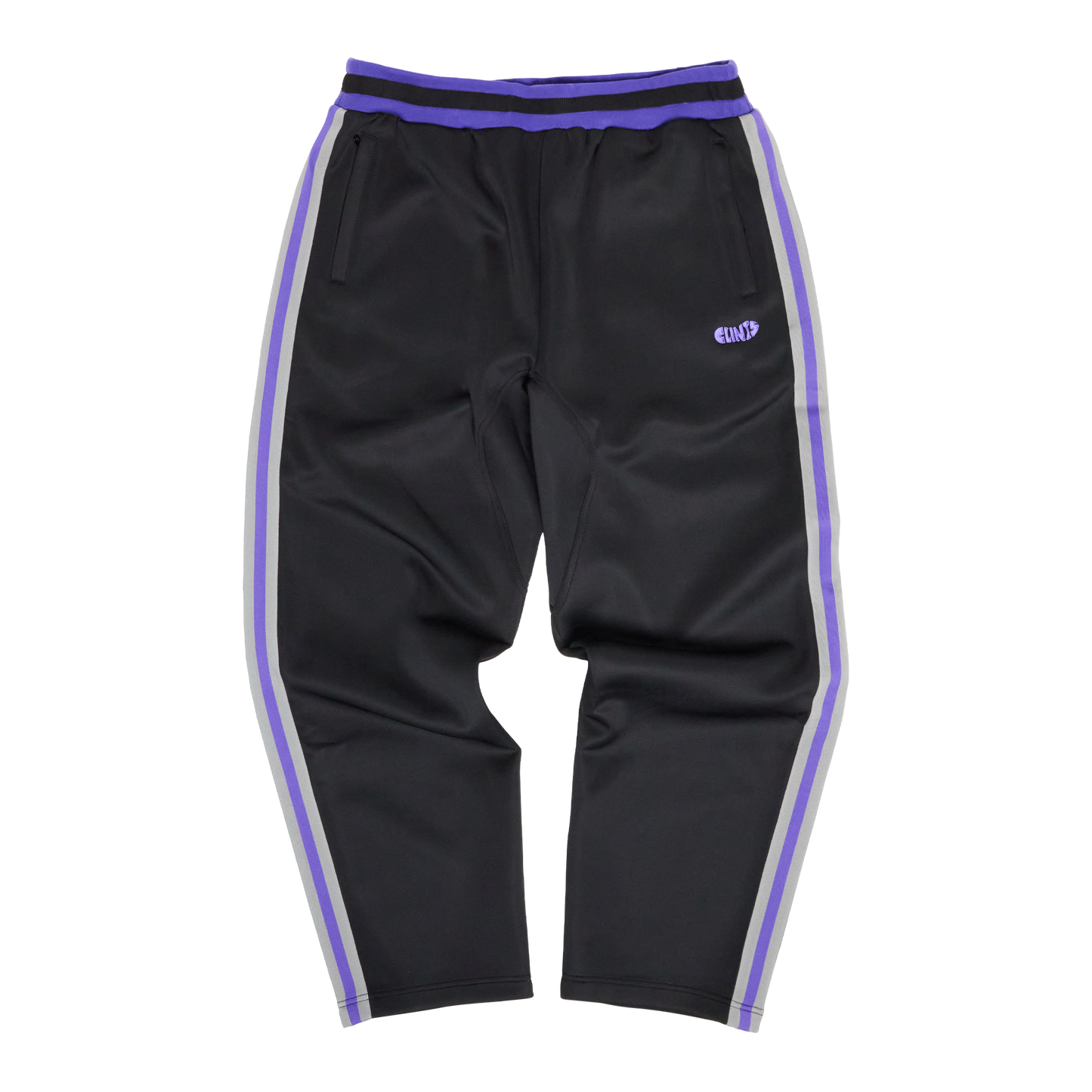 Athletic Dotted Poly Track Pant - Black/Purple