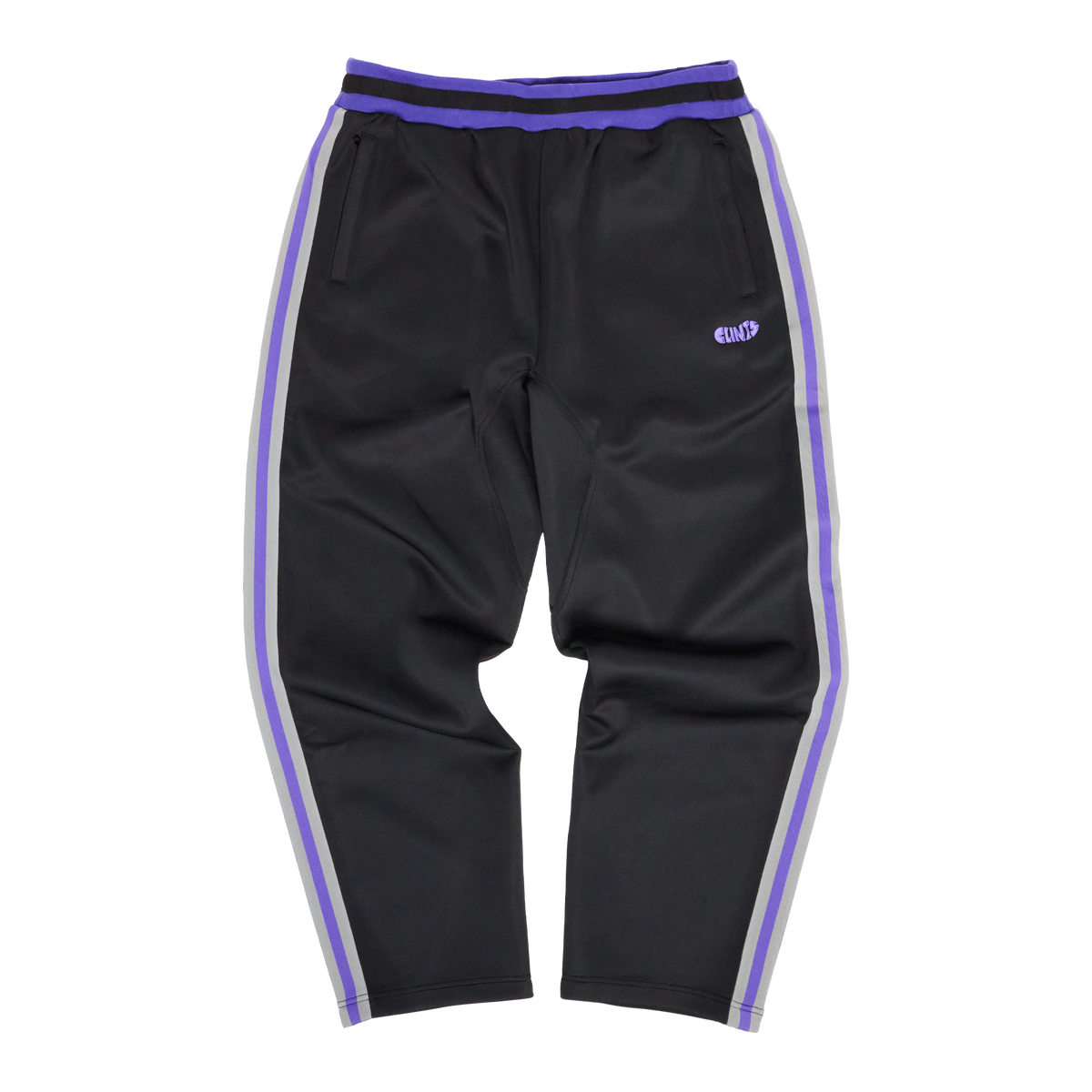 Athletic Dotted Poly Track Pant - Black/Purple