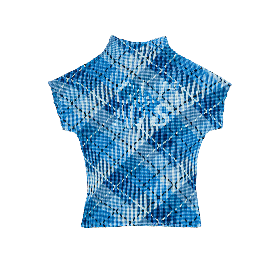 Tartan Pleated Crop Top - Blue