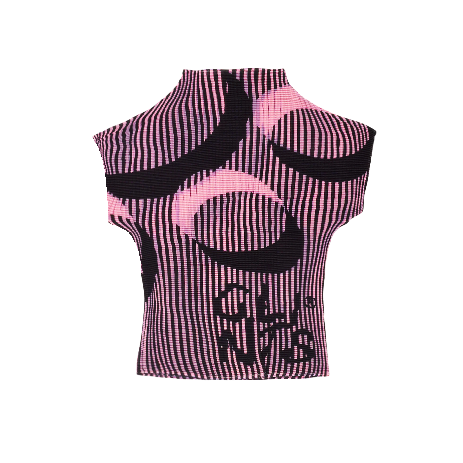 Pleated Top - Pink/Black