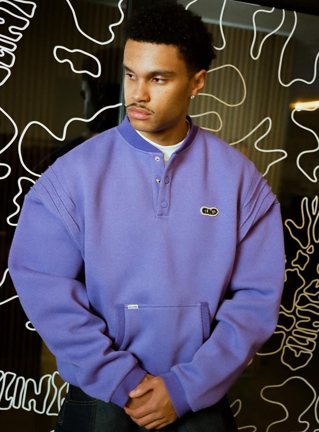 Pintuck Crewneck - Purple