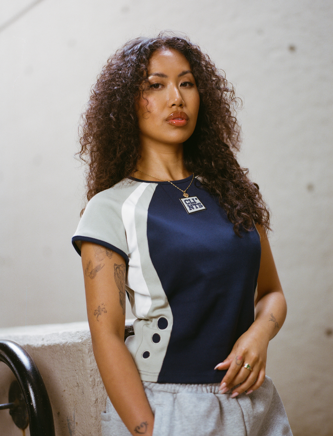 Contour Crop Top (Blue/Grey)