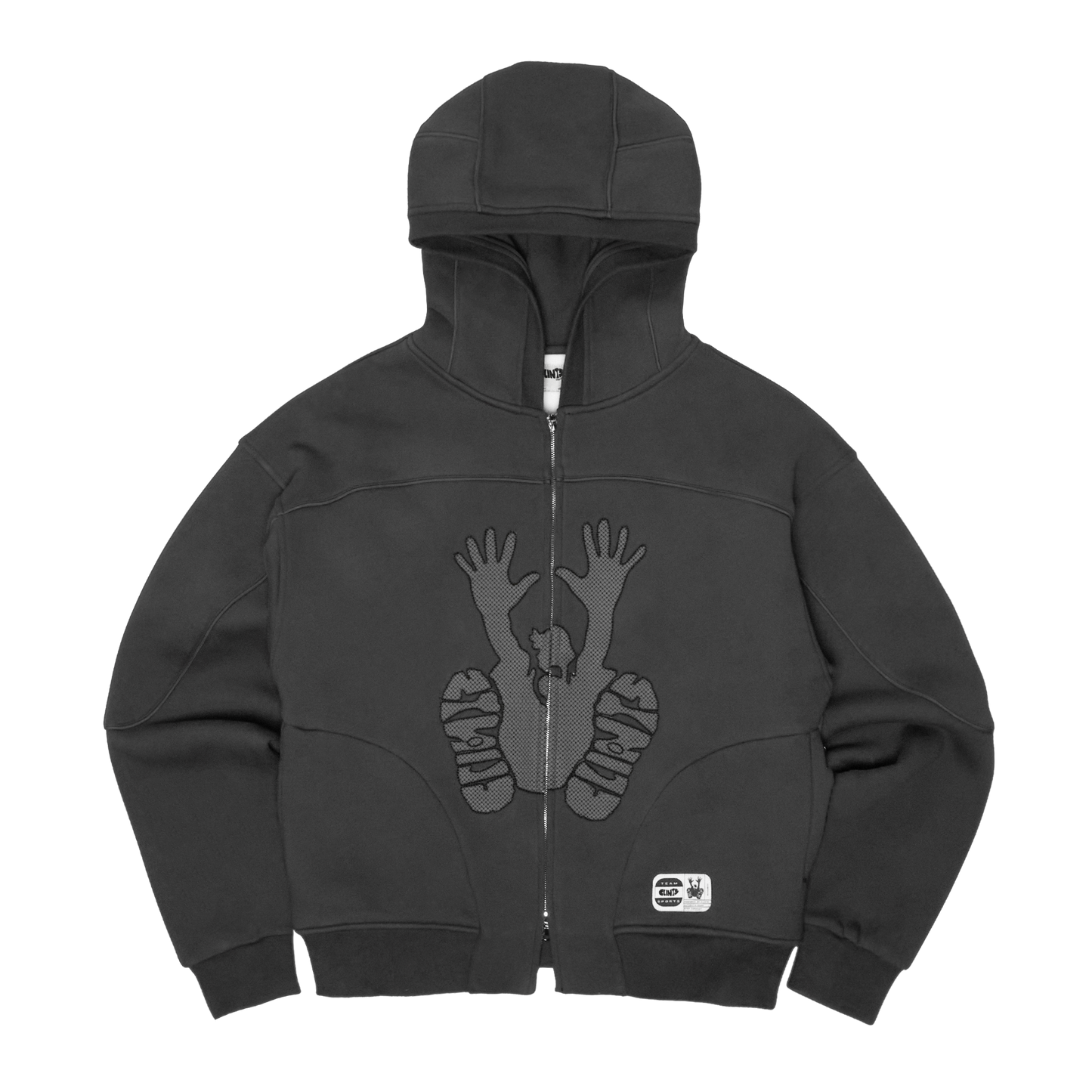 Contrast Stencil Hoodie- Smoke Grey