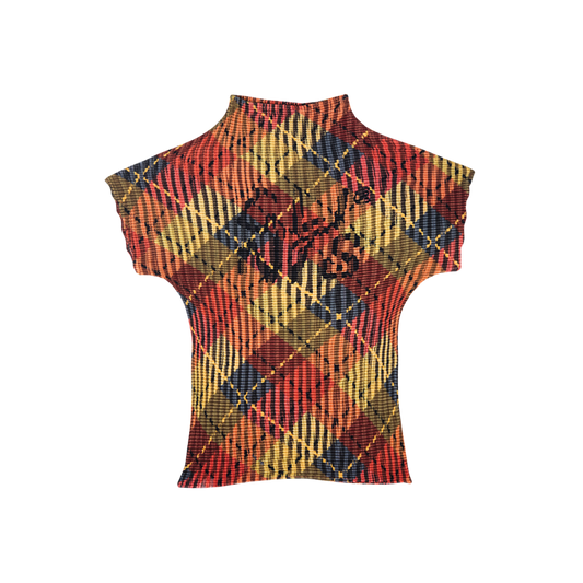 Tartan Pleated Crop Top