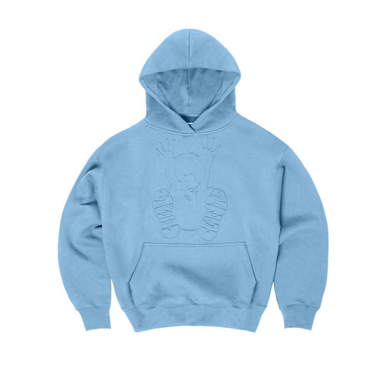 Embossed Stencil Hoodie - Baby Blue