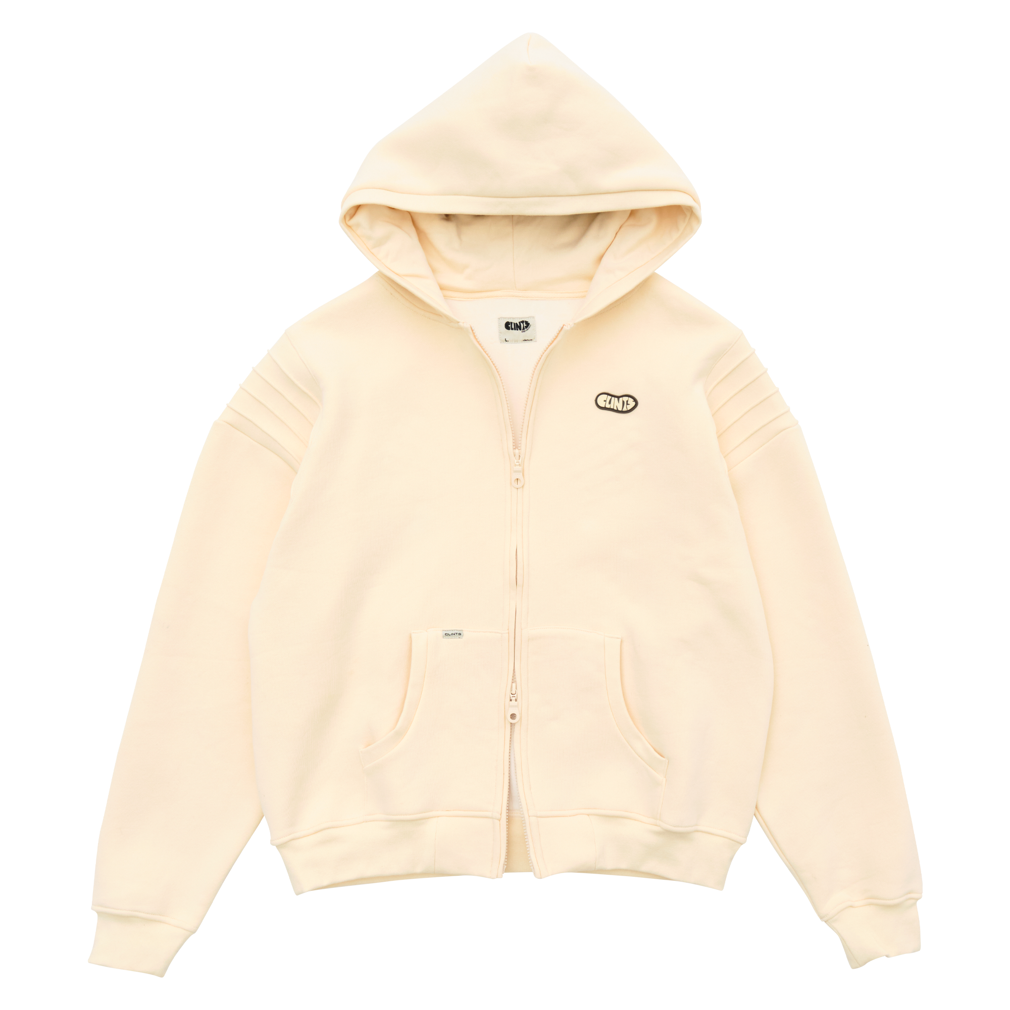Pintuck Zip Hoodie - Beige