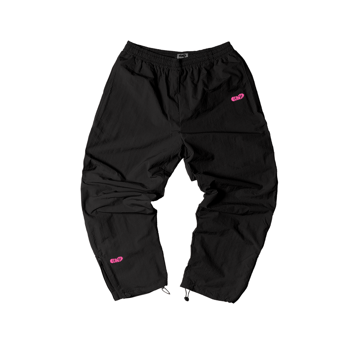 Black Shell Track Pant - Pink Logo