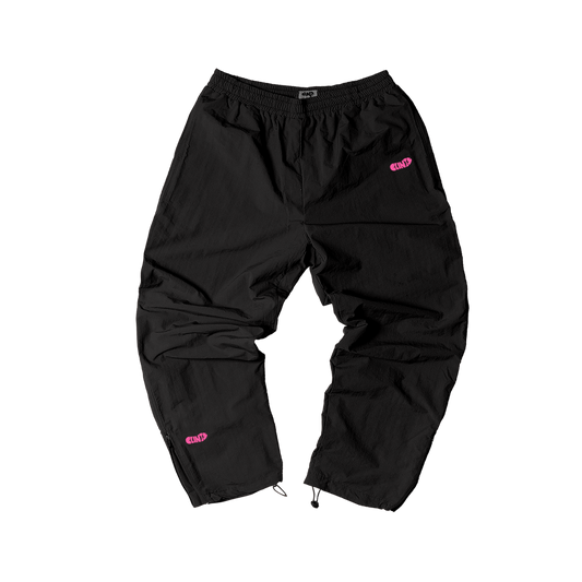 Black Shell Track Pant - Pink Logo