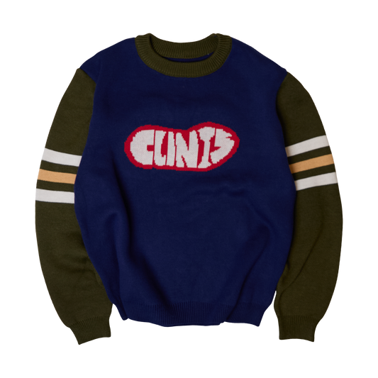 Contrast Knit Jumper - Blue