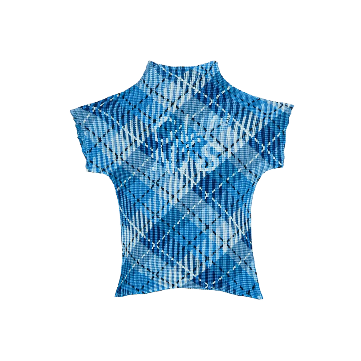 Tartan Pleated Crop Top - Blue