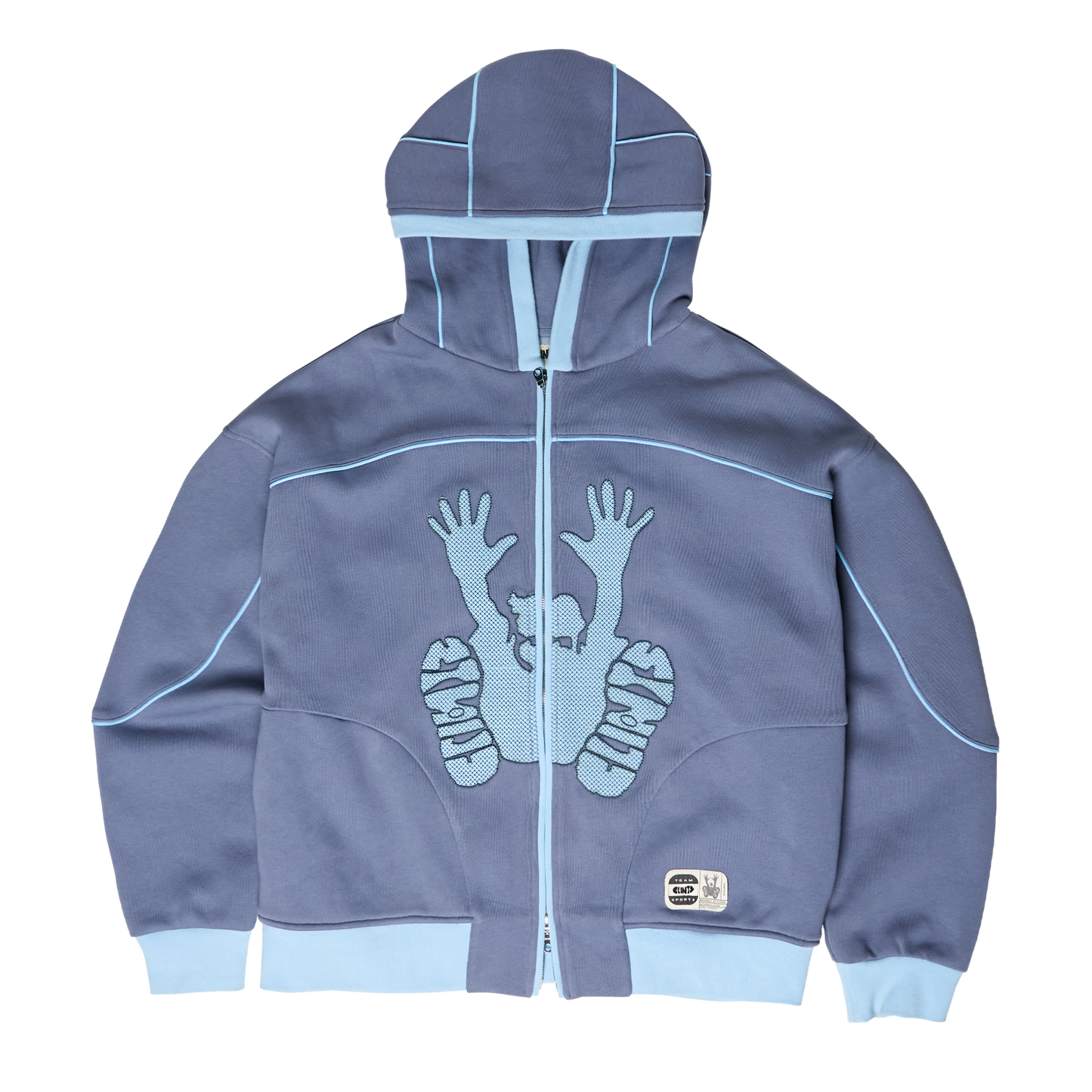 Contrast Stencil Hoodie - Blue