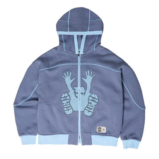 Contrast Stencil Hoodie - Blue