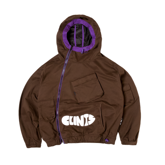 Hooded Tech Jacket - brown