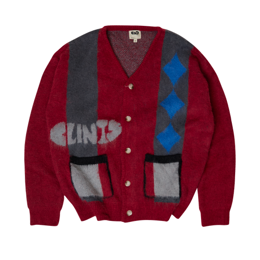 Mohair Diamond Cardigan -Red/Black