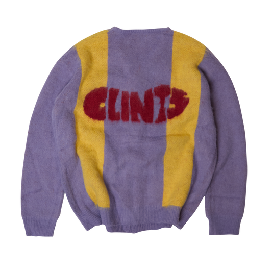 Mohair Diamond Cardigan - Purple/Yellow