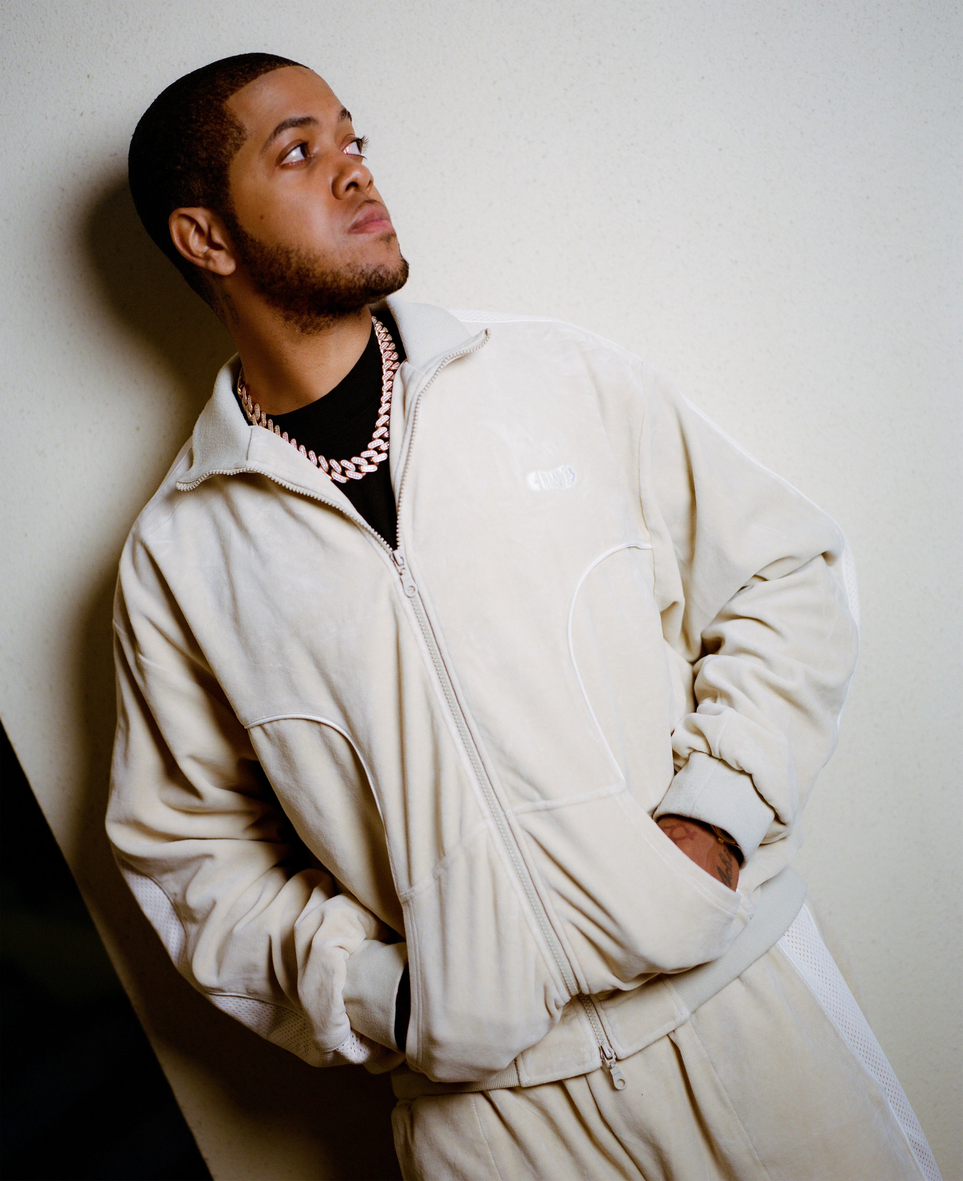Velour track top - Ivory White