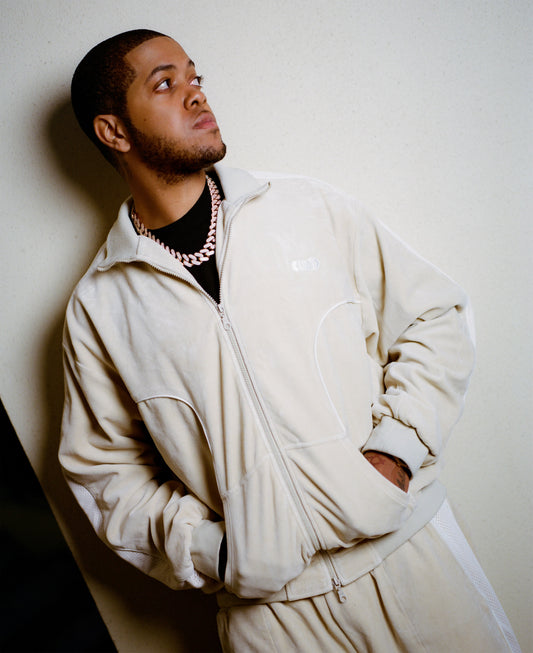 Velour track top - Ivory White