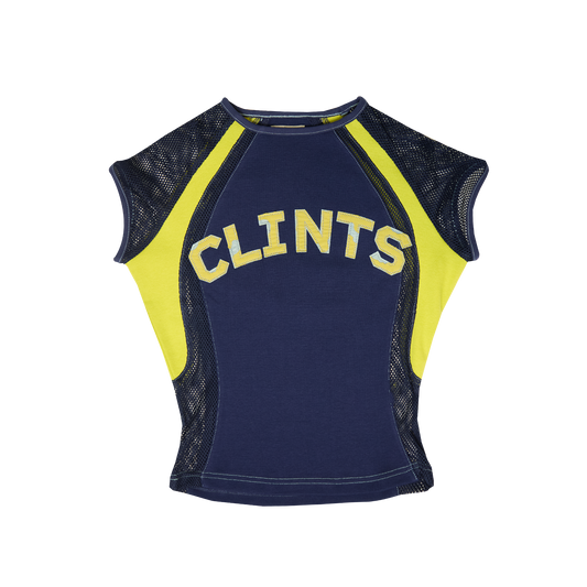 Mesh Contour Crop Top - Blue/Lime