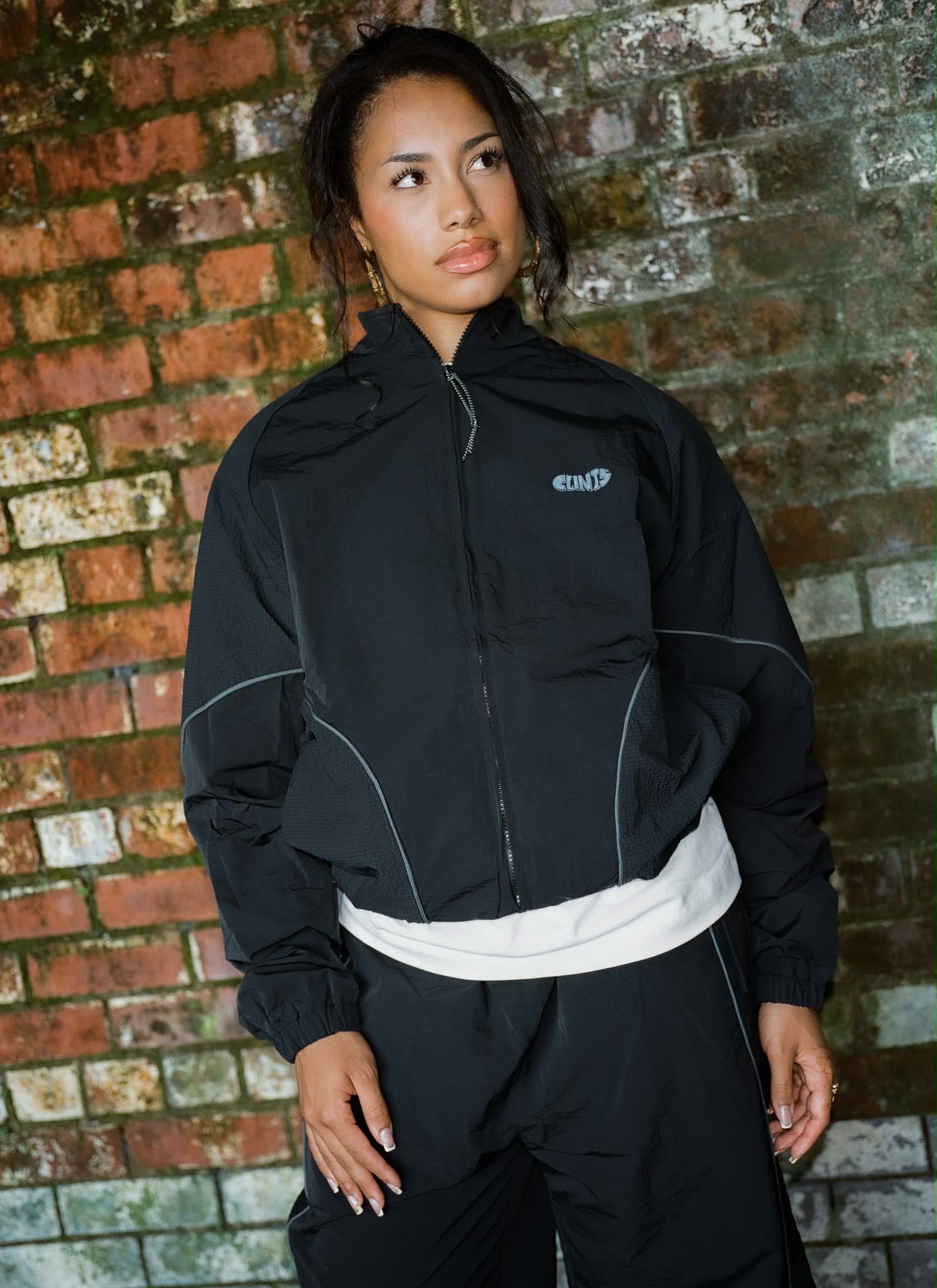 ⁠Rippled Nylon Jacket - Black