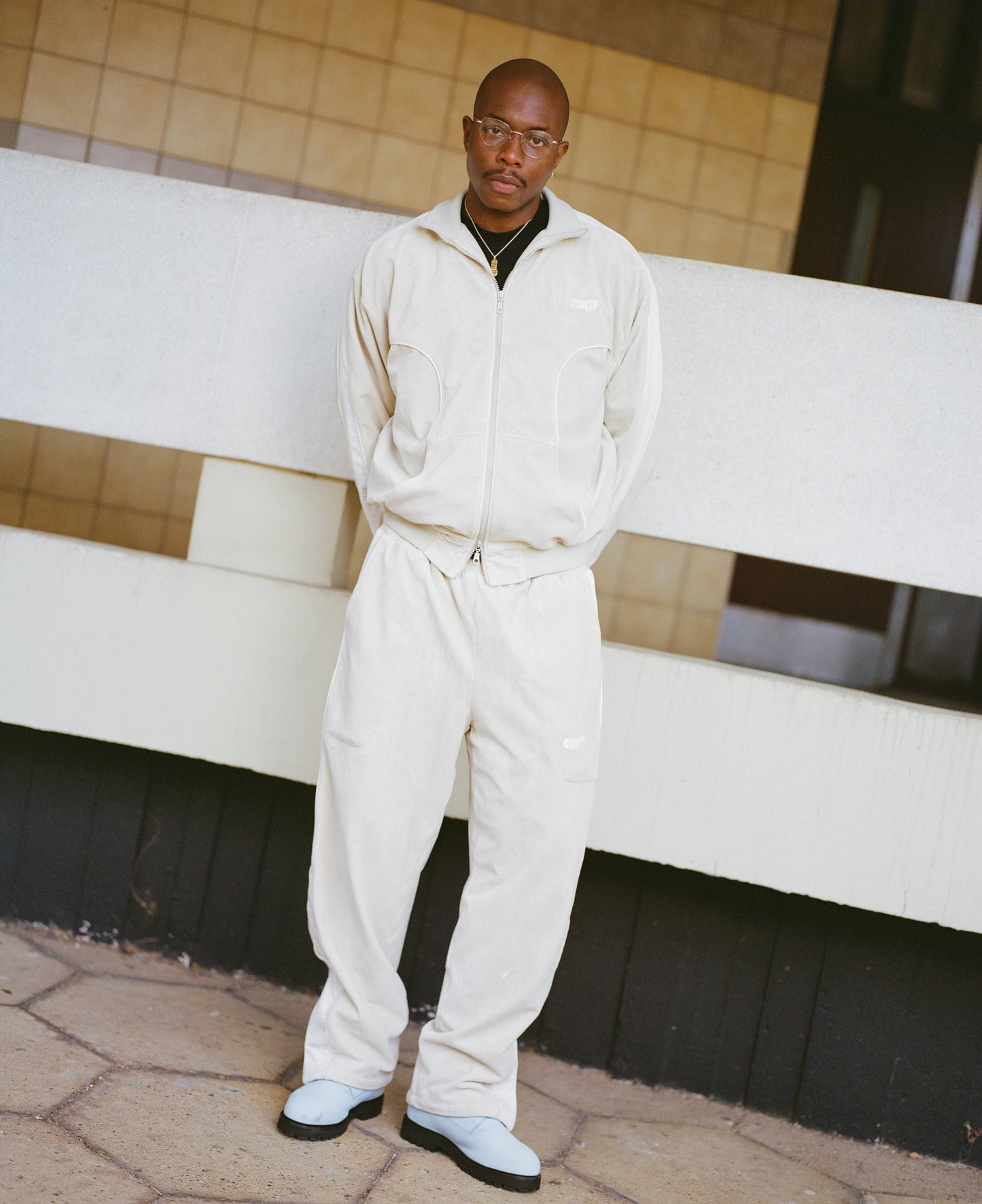 Velour track top - Ivory White