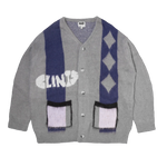 Mohair Diamond Cardigan - Grey/Blue