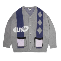 Mohair Diamond Cardigan - Grey/Blue