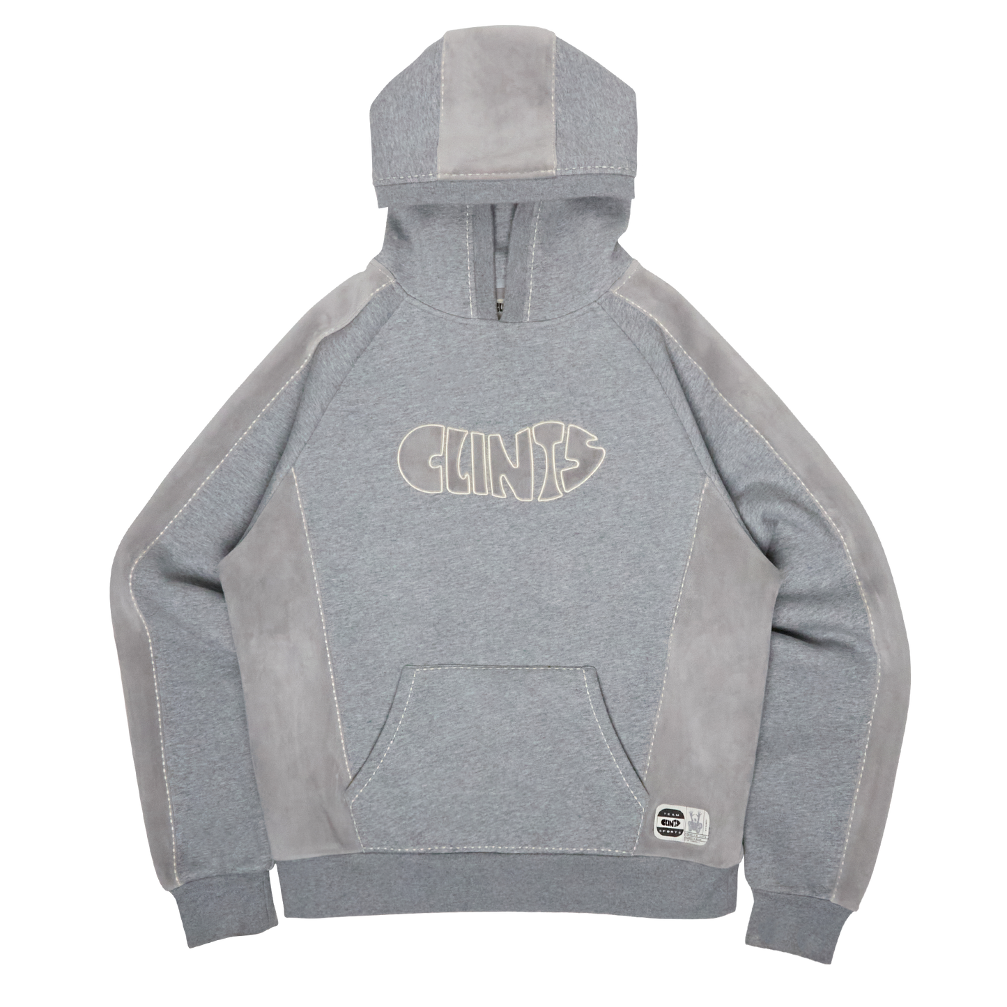 Fleece Panel Hoodie- Grey