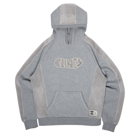 Fleece Panel Hoodie- Grey