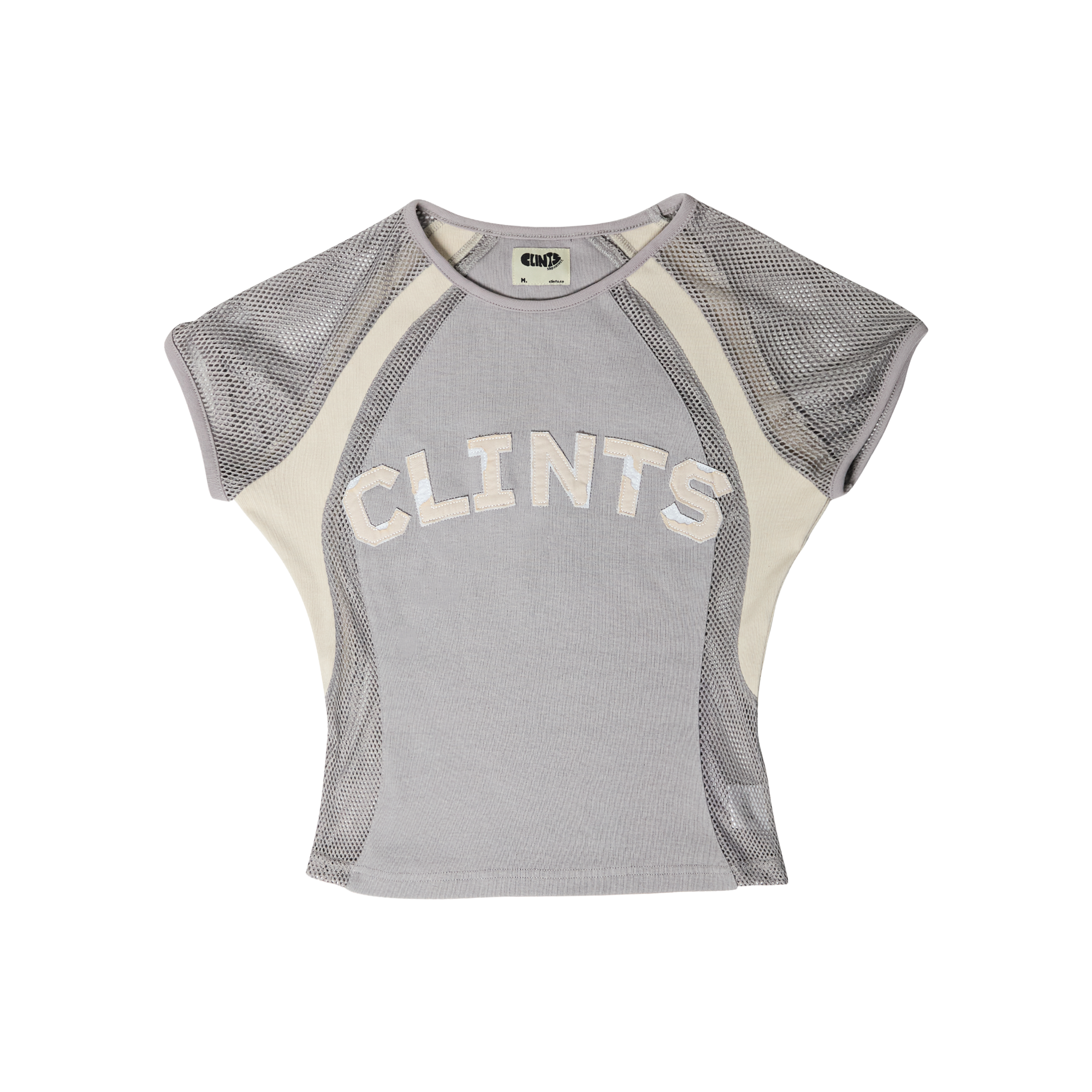 Mesh Contour Crop Top - Grey