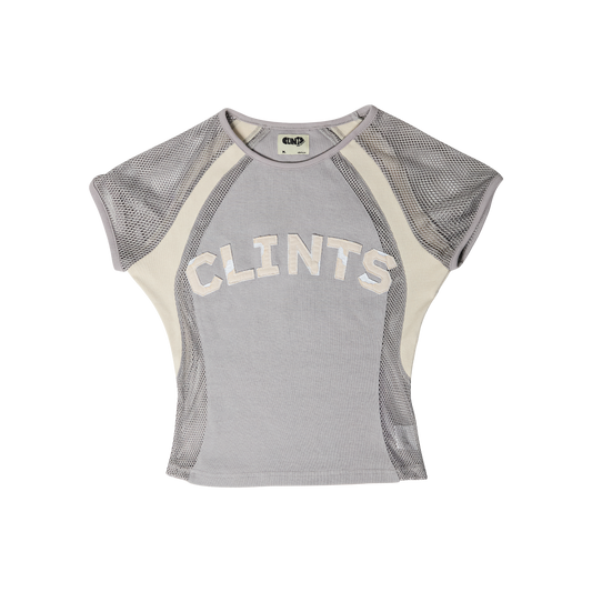 Mesh Contour Crop Top - Grey